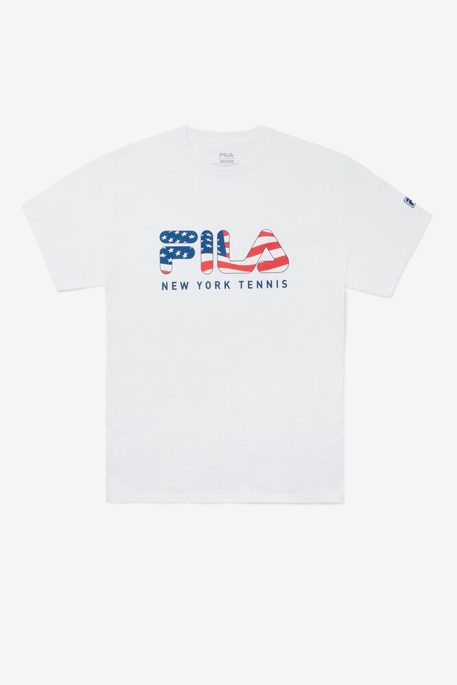 Fila T-Shirt Mens White Nyc Flag - Ireland 13879-ELMK